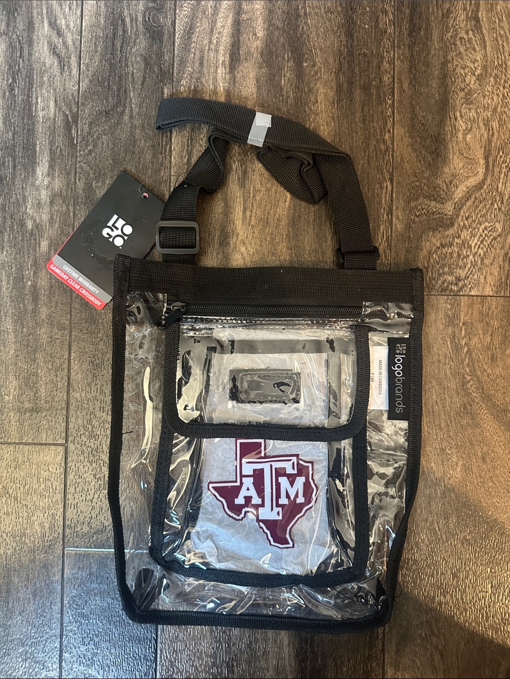 NWT Clear Crossbody Bag with Texas A&M Aggies Emblem - Black